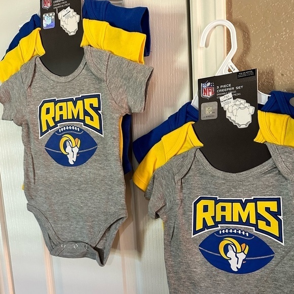 2 three pack sets NFL licensed Rams Infant 6 total onesie Bodysuits NWT - Picture 6 of 7